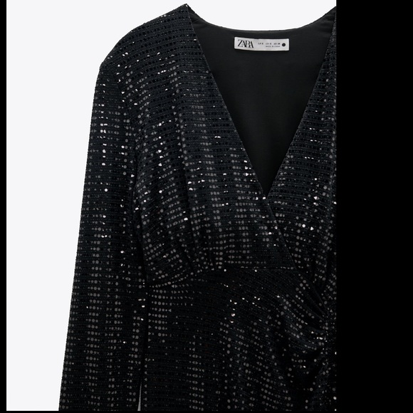 ⭐️ NWT ZARA Sparkly Draped Black Dress ⭐️ - Picture 8 of 12